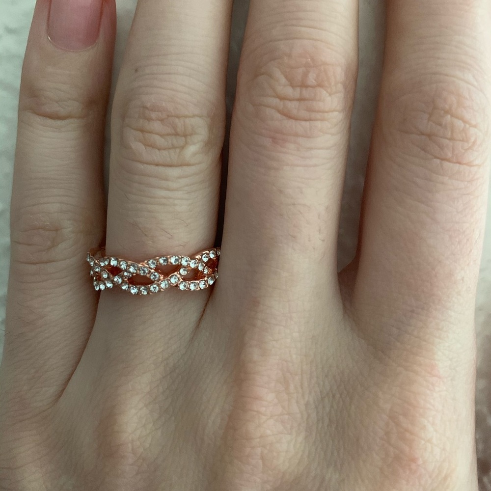 Rings For Women Rose Gold Micro Zirconia Tail - Picture 8 of 8
